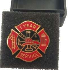 Alternative view of 1 year Fire Service pin - Red and Black Design