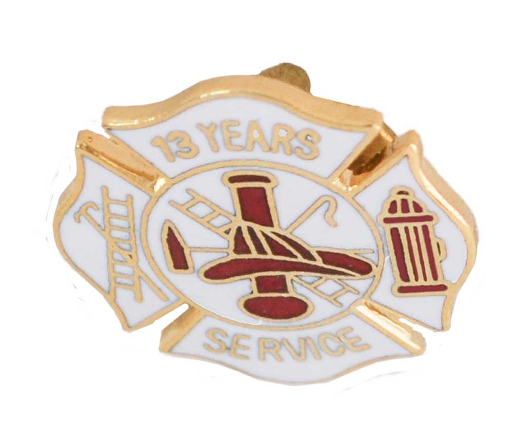 13 year Fire Department Years of Service Pin