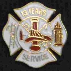 Alternative view of 13 year Fire Department Years of Service Pin