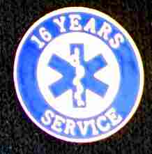 16 Year EMS Years of Service Pin