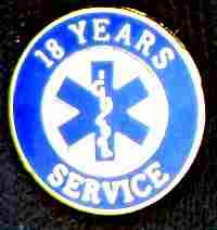18 Year EMS Years of Service Pin