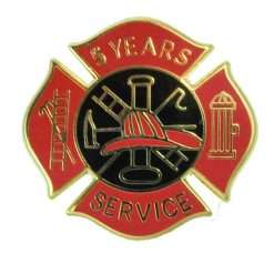 5 Years Fire Service pin - Red and Black Design