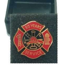 50 year Fire Service Pin - Red and Black Design