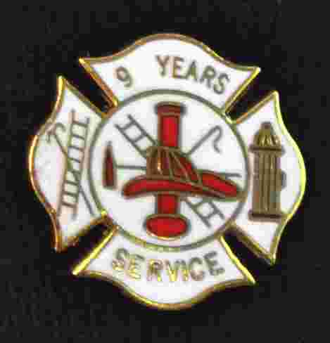 9 Year Fire Years of Service Pin