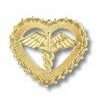Caduceus inside Filigreed Heart Emblem Pin