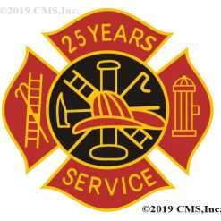 25 Years Fire Service pin - Red and Black Design