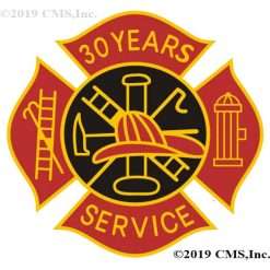 30 Years Fire Department Years of Service Pin - Red and Black Design