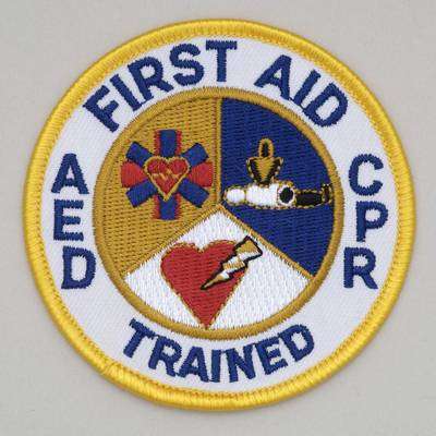 First Aid AED CPR Trained Patch 3 inch - Embroidered Patch