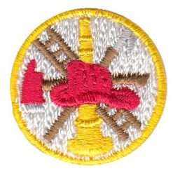 Fire Dept White Circle Fire Scramble - 1 inch