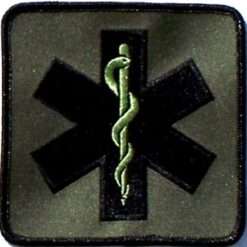 Star of Life Patch, Olive-Green Embroidered - 4 inch