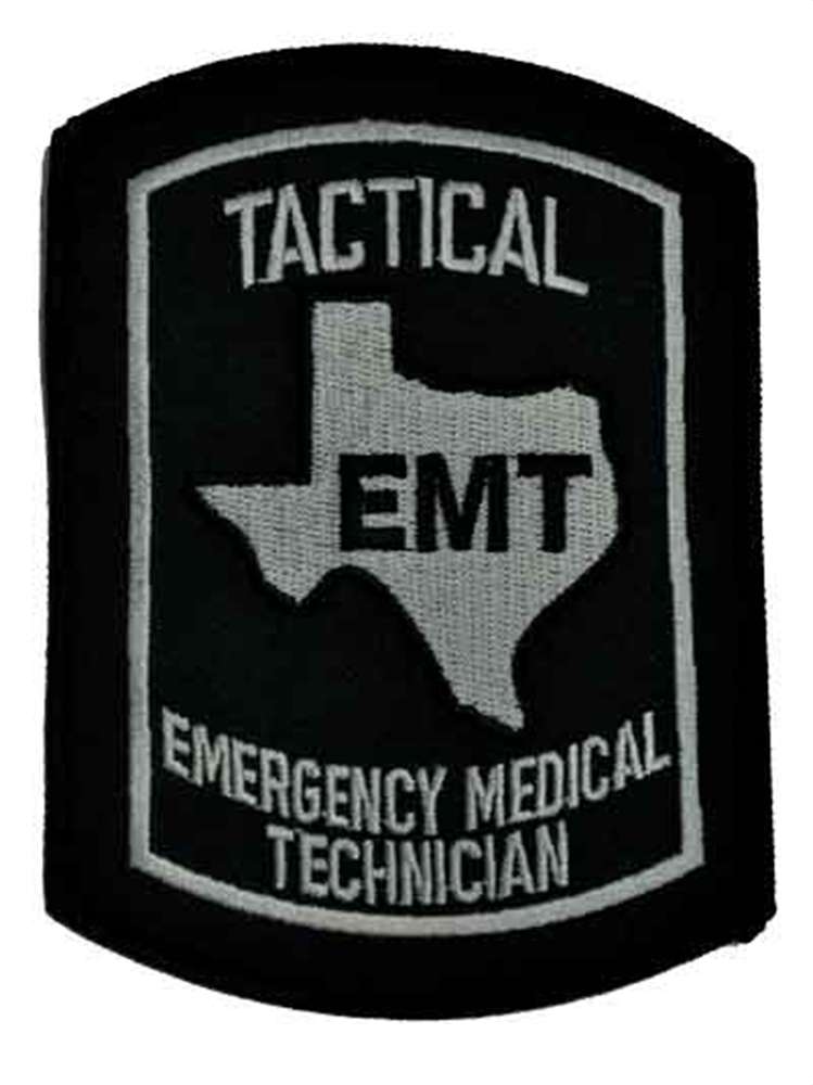 Texas Tactical EMT Patch - Black on Grey