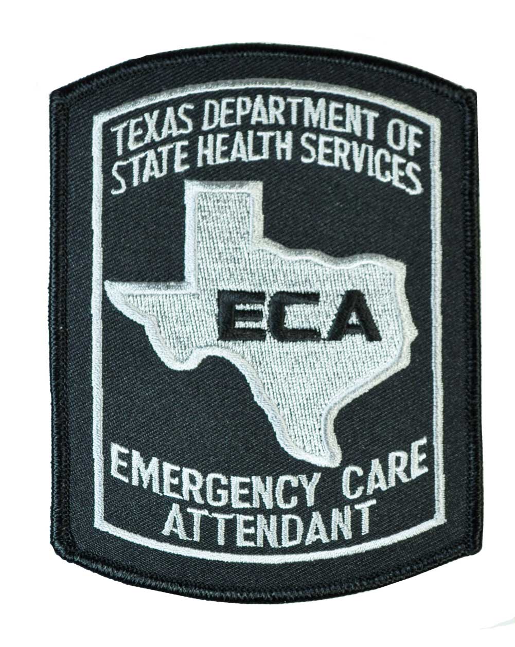 Texas Emergency Care Attendant Patch - Grey on Black