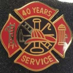 40 years Fire Service pin - Red and Black Design