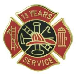 15 year Fire Department Years of Service Pin - Red and Black Design