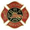 20 Year Fire Department Years of Service Pin - Red and Black Design