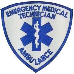 EMT Shield Patch Blue on White