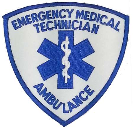 EMT Shield Patch Blue on White