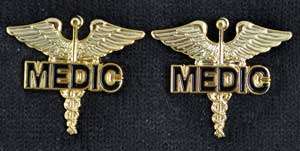 MEDIC on Caduceus Pin - Pair